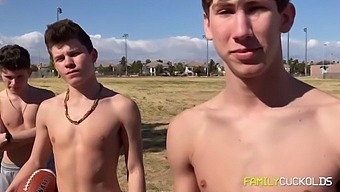 Teen And Mature Boys Engage In Kinky Gangbang