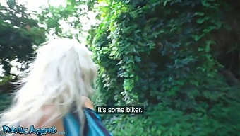 Milf With Natural Tits And Perky Pussy Flaps Gets Face Fucked And Fucked Outdoors In A Public Park