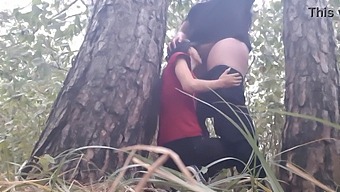 Lesbian Illusion Girls Seek Shelter Under A Tree And Engage In Sexual Activity For Warmth