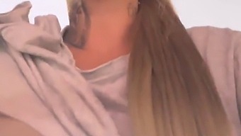 I Workout At The Gym And Feel Warm, So I Remove My T-Shirt And Underwear, Revealing My Big Natural Tits And Wet Pussy.